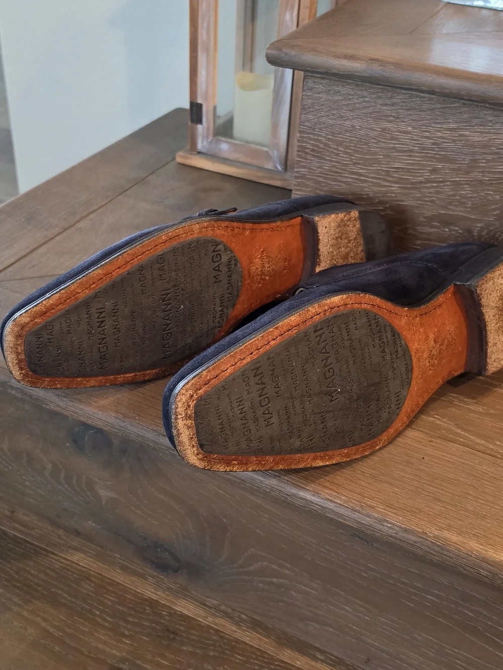 Magnanni Navy Suede Single Monk Strap Oxfords